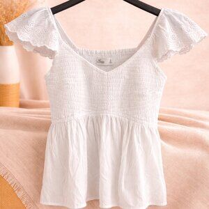 Hollister White Smocked Top |